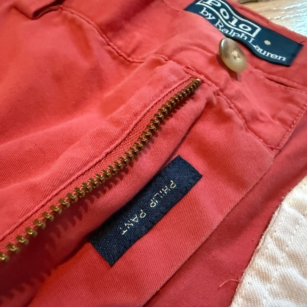 VTG Polo Ralph Lauren Philip Pants Men 34x30 Chino Relaxed Baggy Y2K Salmon Pink - Picture 3 of 14